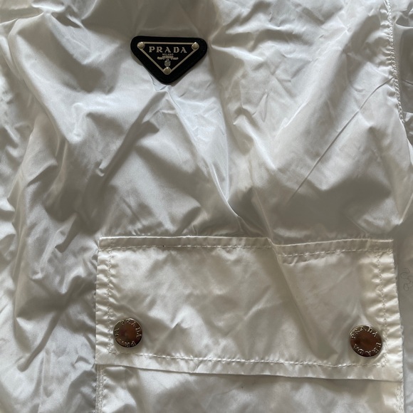 Prada Milano White Packable Parka Hooded Jacket Windbreaker S - Picture 3 of 6